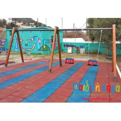 Κούνια παιδικής χαράς 4 θέσεων (2π+2ν) με μεταλλική οριζόντια δοκό