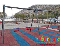 Μεταλλική κούνια παιδικής χαράς 4 θέσεων (2π+2ν) σε στρογγυλή οριζόντια δοκο