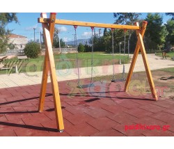 Ξύλινη κούνια παιδικής χαράς παιδιών 2 θέσεων