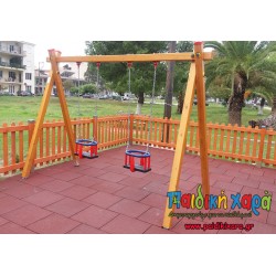 Ξύλινη κούνια παιδικής χαράς νηπίων 2 θέσεων